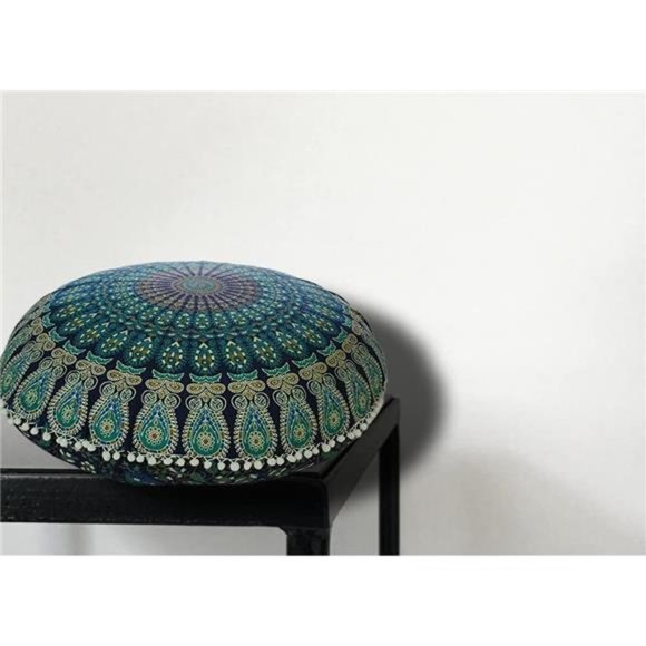 Room Décor Floor Pillow Meditation Boho Outdoor Cushion Cover MandalaBlue 32inch - Picture 6 of 6